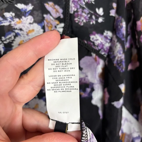 I Jeans by Buffalo Black Sheer Floral Blouse XL Bohemian Whimsigoth - Picture 8 of 13